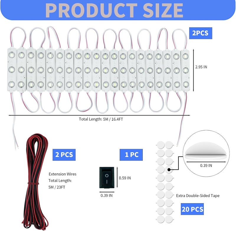 Onfunlee 120 LEDs Van Interior Lights 12V, Enclosed Trailer Interior Light, RV Light Strip for Car Trucks Cargo Trailer Ceiling Lamp, Inflatable Replacement LED Modules Lighting for Christmas Décor - Image 2